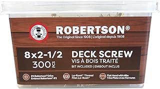 8 X 2-1/2" Flat 4 Lug Robertson® 2/3 Aster Lo-Root®, Deck Screws, Brown, 300pcs | #2 Robertson® Driver Bit Included