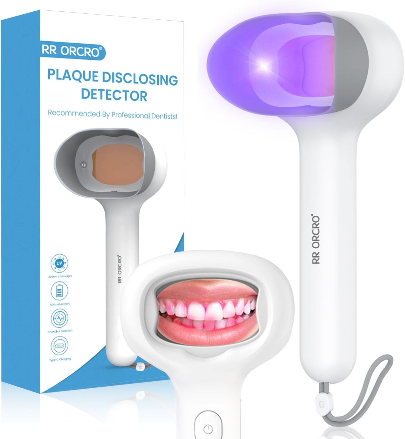 Plaque Disclosing Tablets Alternatives Rechargable Dental Plaque Detector Light Shows Plaque Lamp Instant Display Tooth Calculus Discloser for Kids or Adults Correcting Brushing Habits