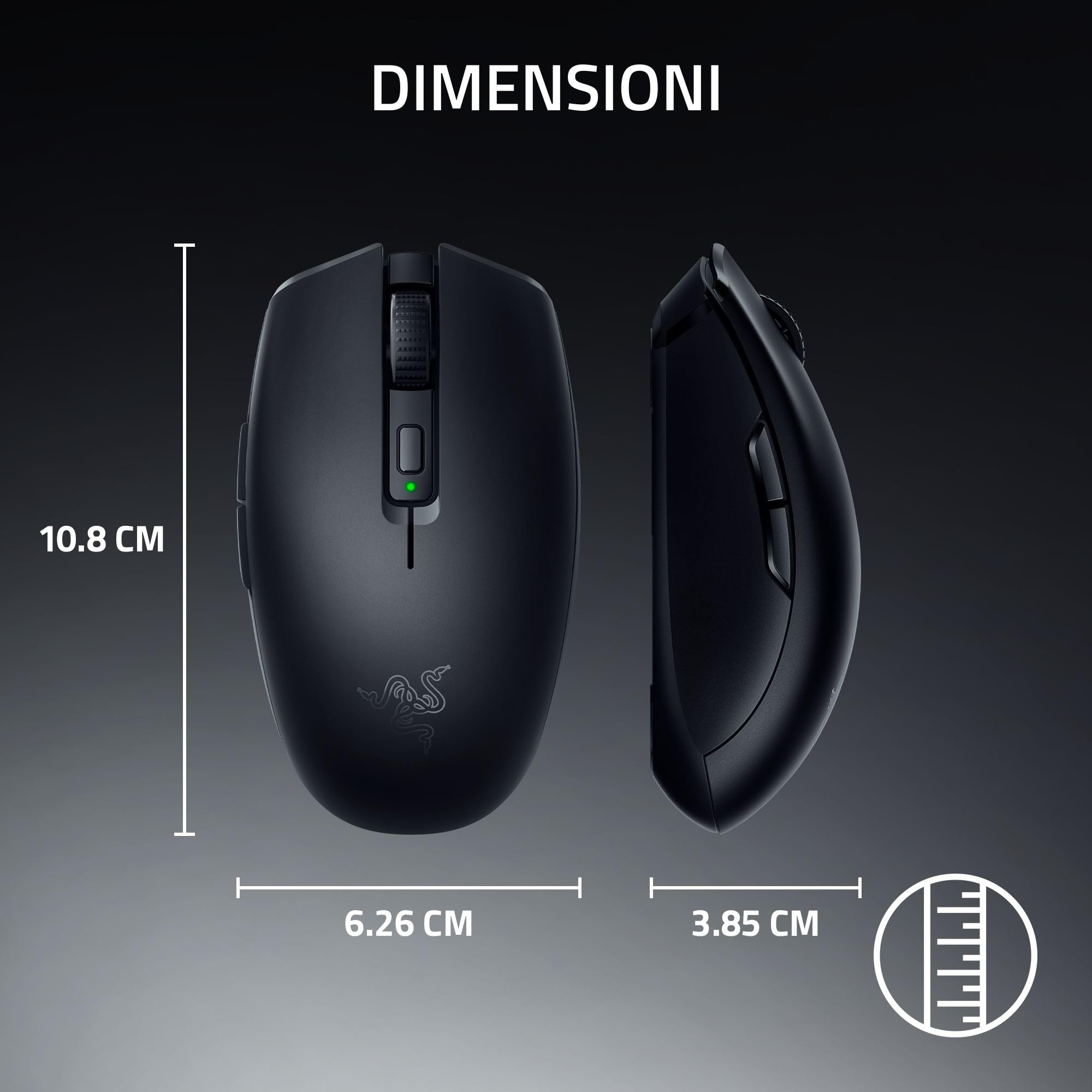 Razer Orochi V2 - Mouse da gioco wireless portatile - HyperSpeed e Bluetooth - Sensore ottico 18K DPI - Interruttori 2gen - 60 g - Alimentazione a batterie AA/AAA - PC/Mac | Nero