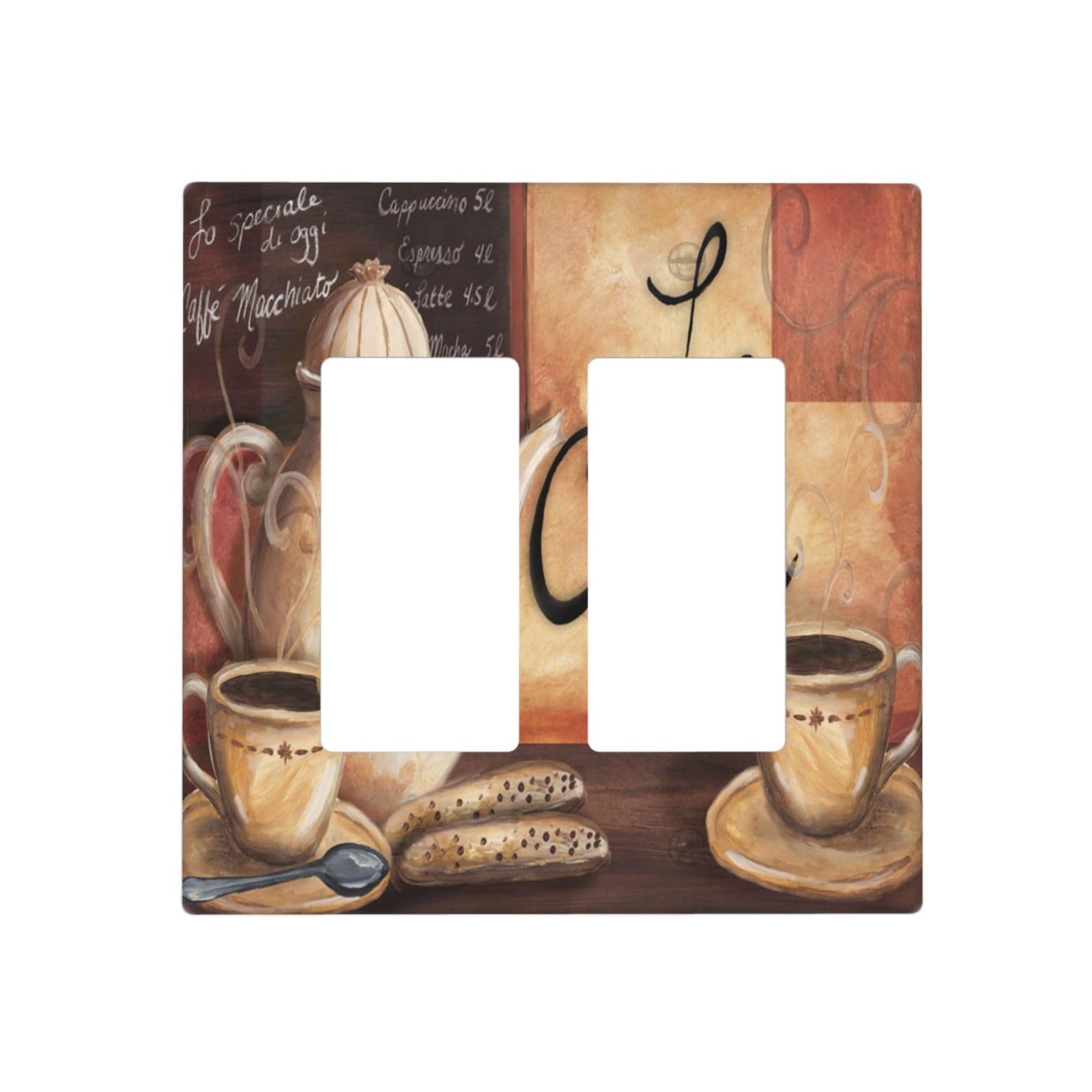 Coffee Decorative Covers Wall Plate 2 Gang Vintage Kicten 2 Gang Rocker Decora Switchplate Electrical Faceplate Gfci Light Switch Covers For Farmhouse