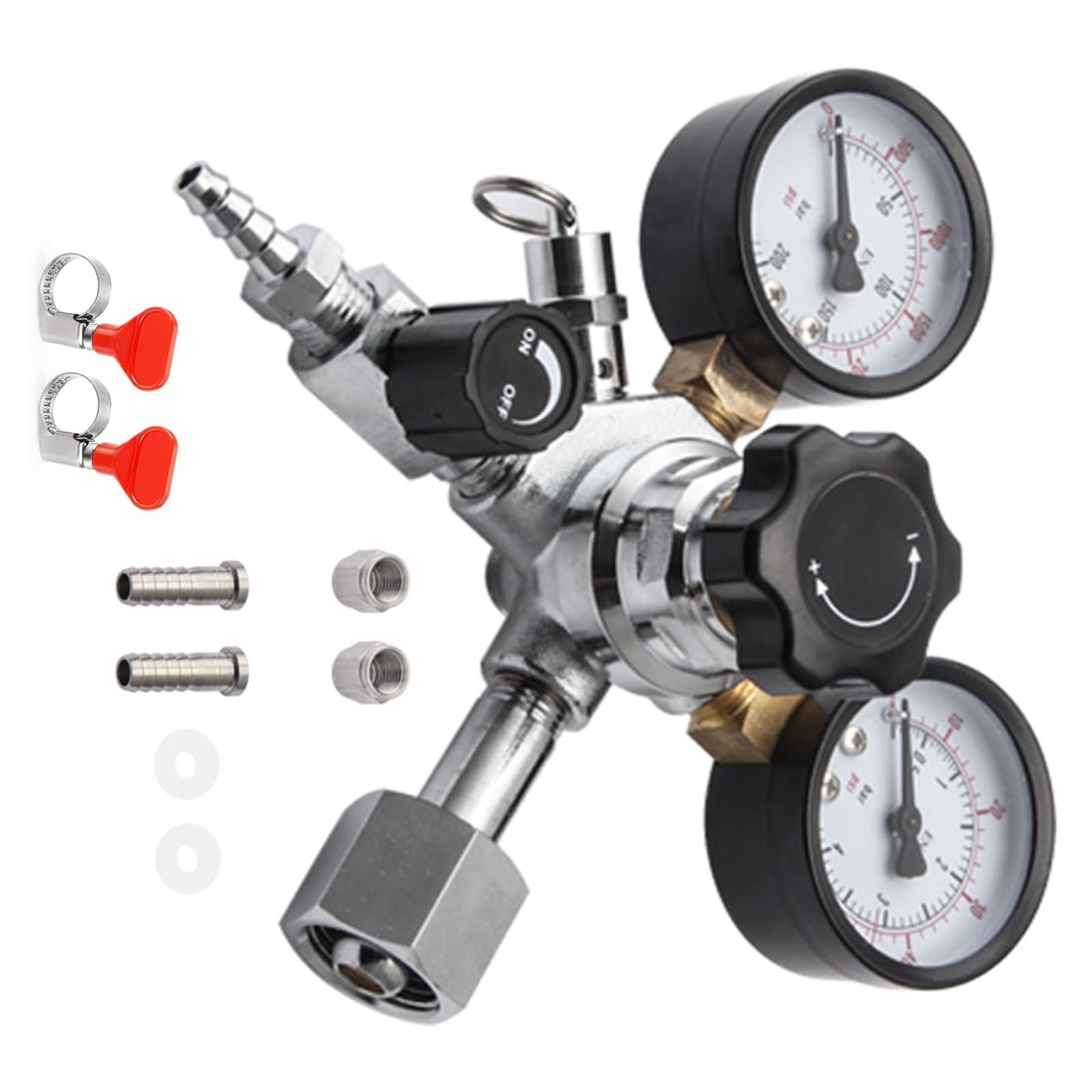 Hdoytxxm Brewing Equipment Double Stage Carbon Dioxide Pressure Reducing Co2 Regulator Metal 5 / 16In Regulator Double Stage