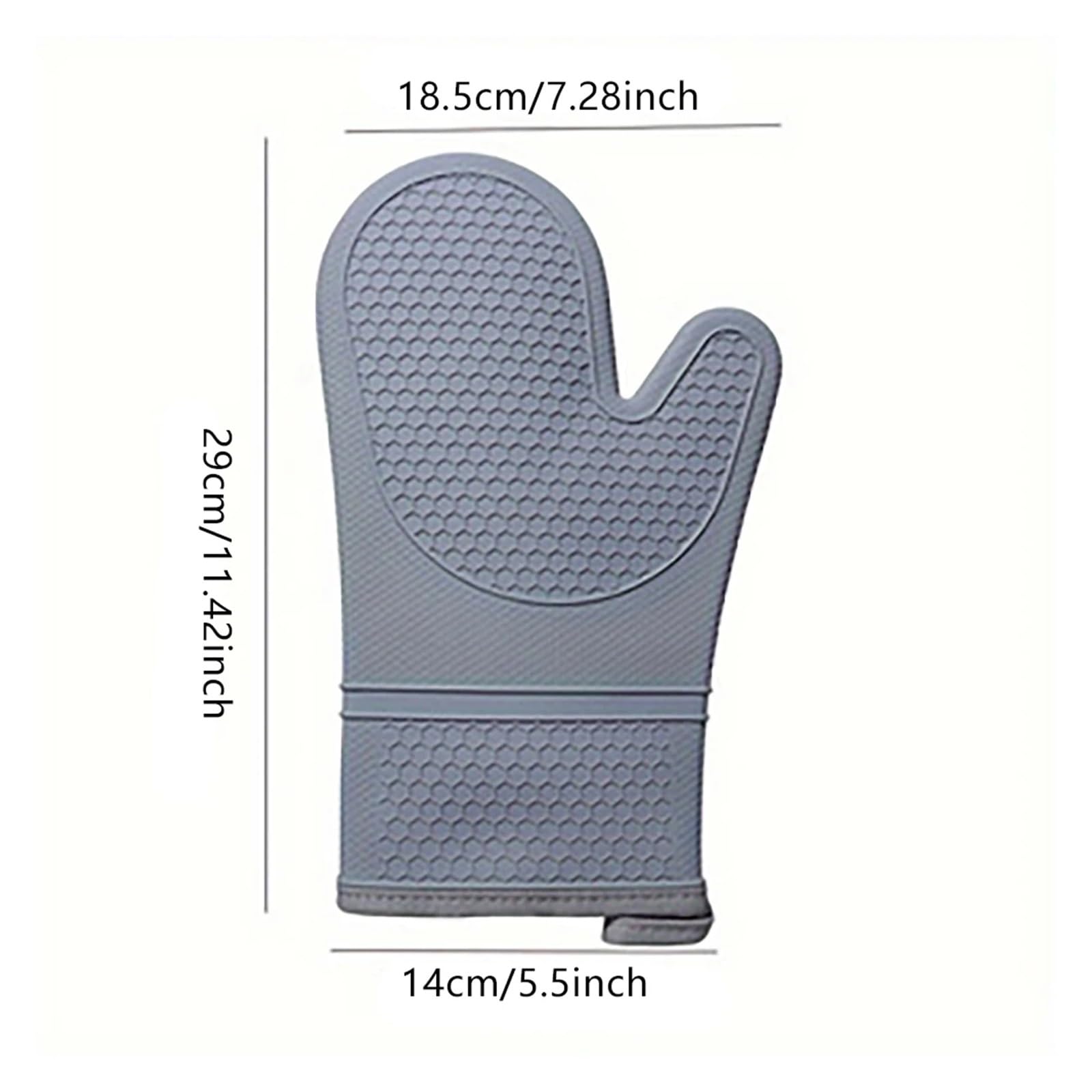 Juego de Manoplas Horno Silicona Resistentes al Calor con Forro algodón Suave, Guantes Gruesos Largos y Flexibles, manopla Cocina(Grey 2PCS)