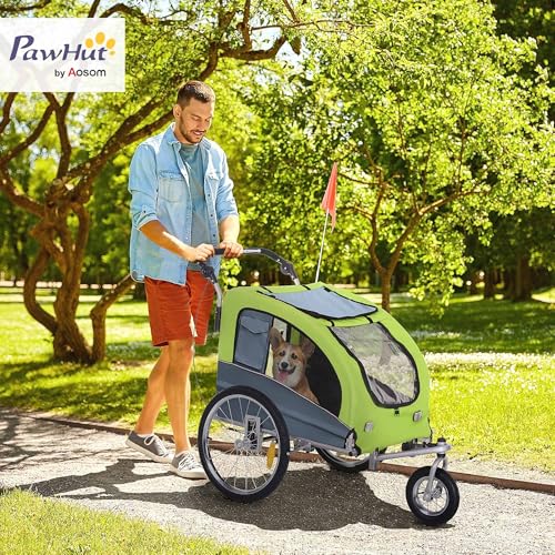 PawHut Hundeanhänger Jogger Fahrradanhänger Hunde Fahrradanhänger Grün