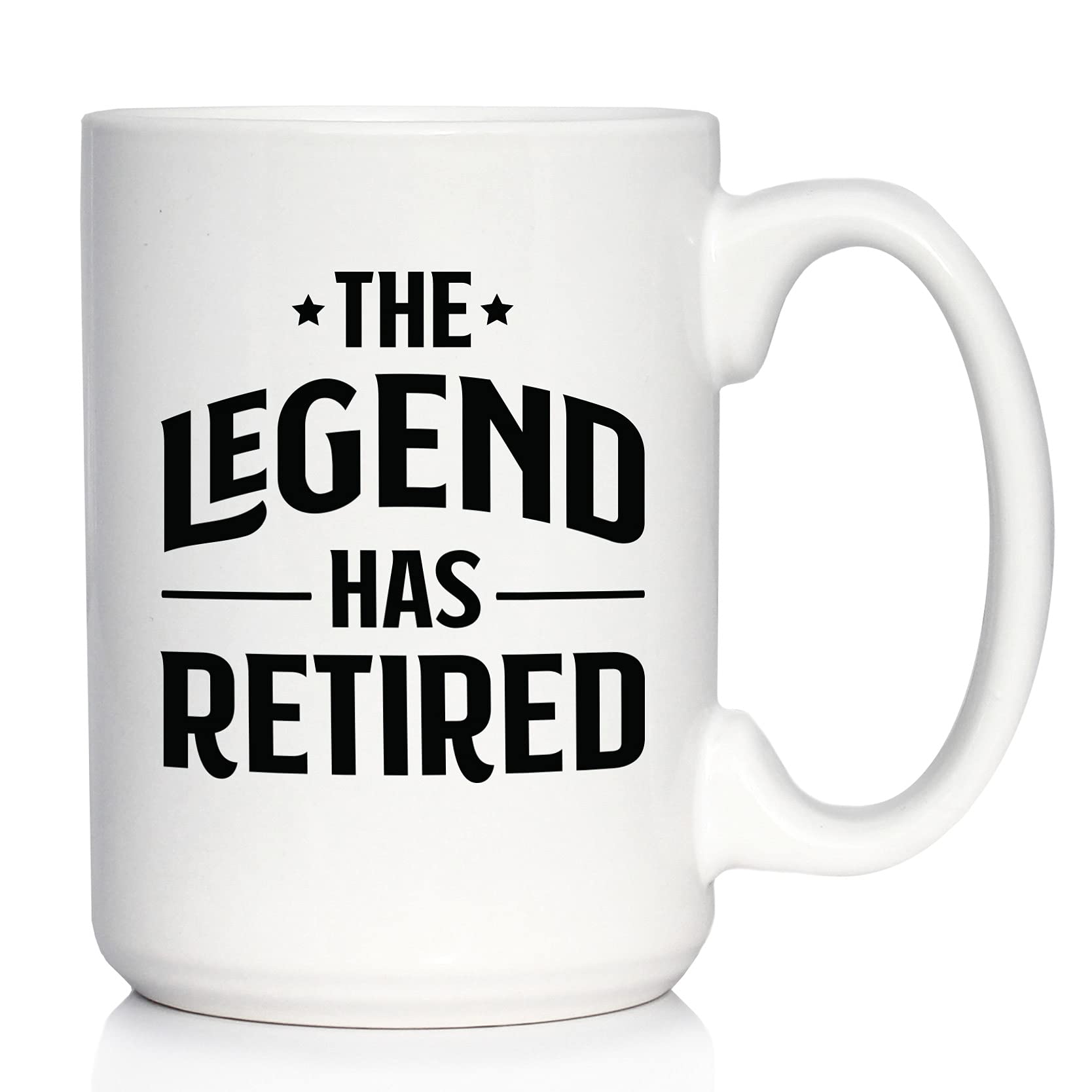 BevveeThe Legend Has Retired - Funny Coffee Mug Retirement Gift for Boss or Coworkers - Large 15 Oz Ceramic Coffee Cup
