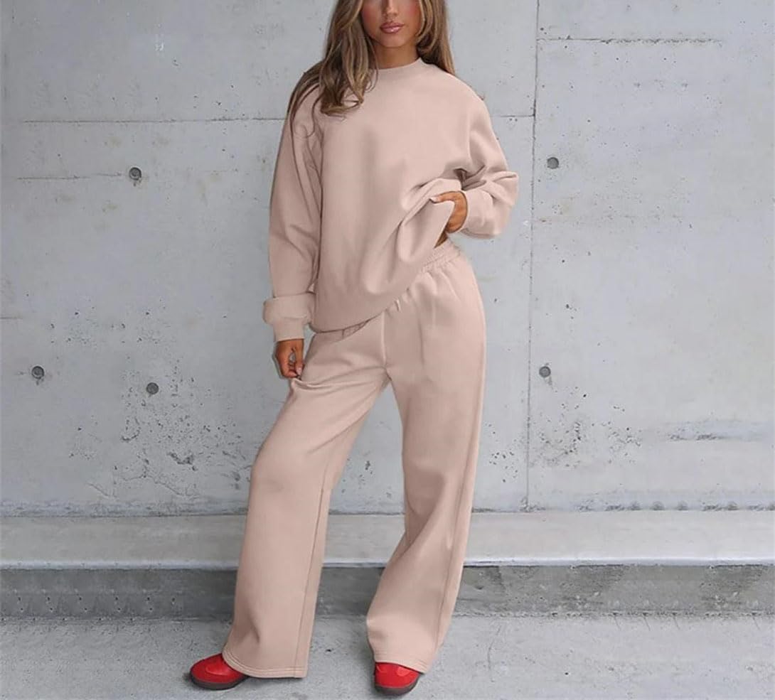Women's High Waist Hooded Tracksuit 2 Piece Set Autumn Winter Pullover Sweatshirt And Loose Pants Home Lounge Outfit