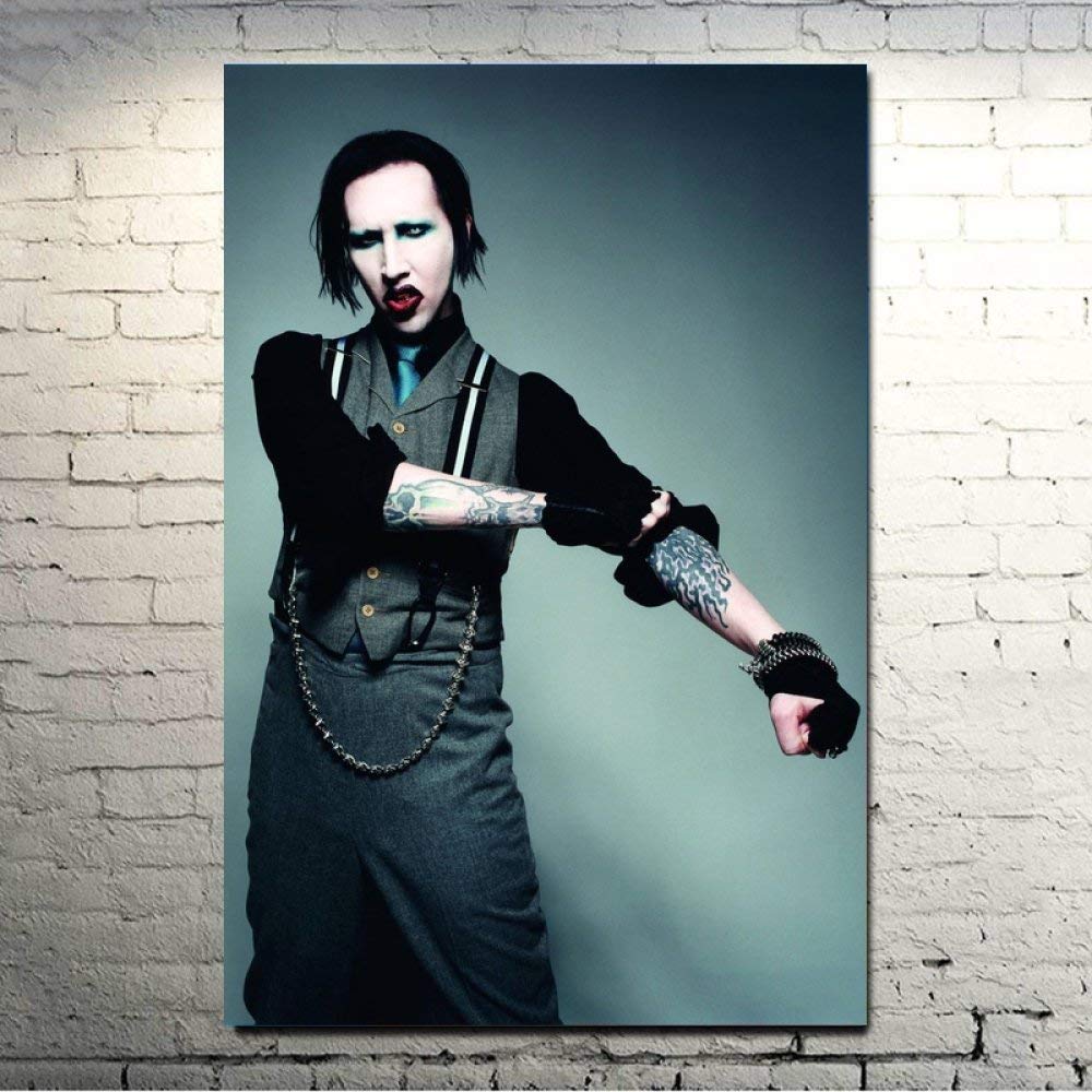 Impresión De La Lona Marilyn Manson Rock Singer Music Poster Home Decor Celebrity Poster, 30X40Cm Sin Marco