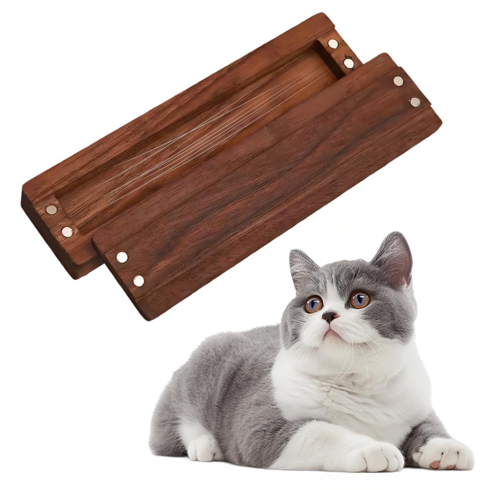 DONGKER Wooden Cat Whisker Case, Magnetic Pull-Out Pet Hair Souvenir Collector for Collecting Pet Hair Whiskers Souvenir Holder and Home Display