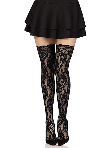 Leg Avenue womens Hosiery Lace Thigh Highs - One Size - Black Rose