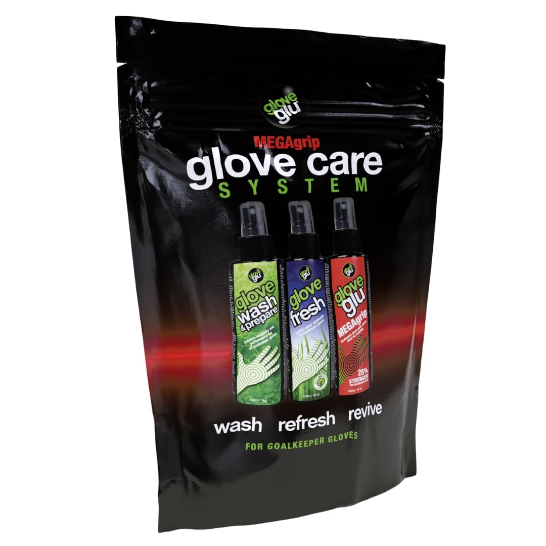 gloveglu MEGAgrip Glove Care System, 3-Step Goalkeeper Bundle, Gloveglu MEGAgrip, Glove Wash & Prepare, Glove Fresh, 3x120ml Glove Spray's
