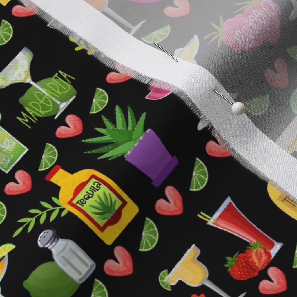 Spoonflower Fabric - Lime Fun Margarita Cinco De Mayo Chili Pepper Tequila Printed on Organic Cotton Sateen Fabric by The Yard - Sewing Quilting Apparel Home Decor
