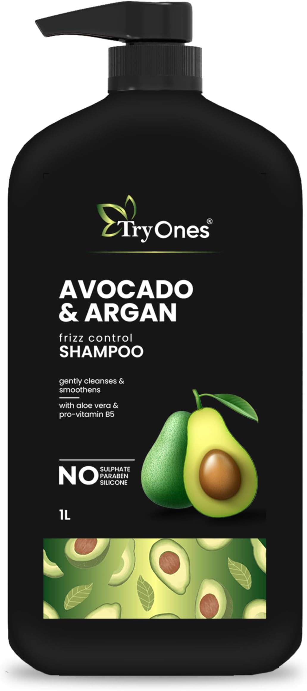 Avocado Frizz Control Shampoo | For Curly, Wavy, Frizzy Hair | Reduces Frizz, Retains Moisture, Conditions Strands | 1000 ml