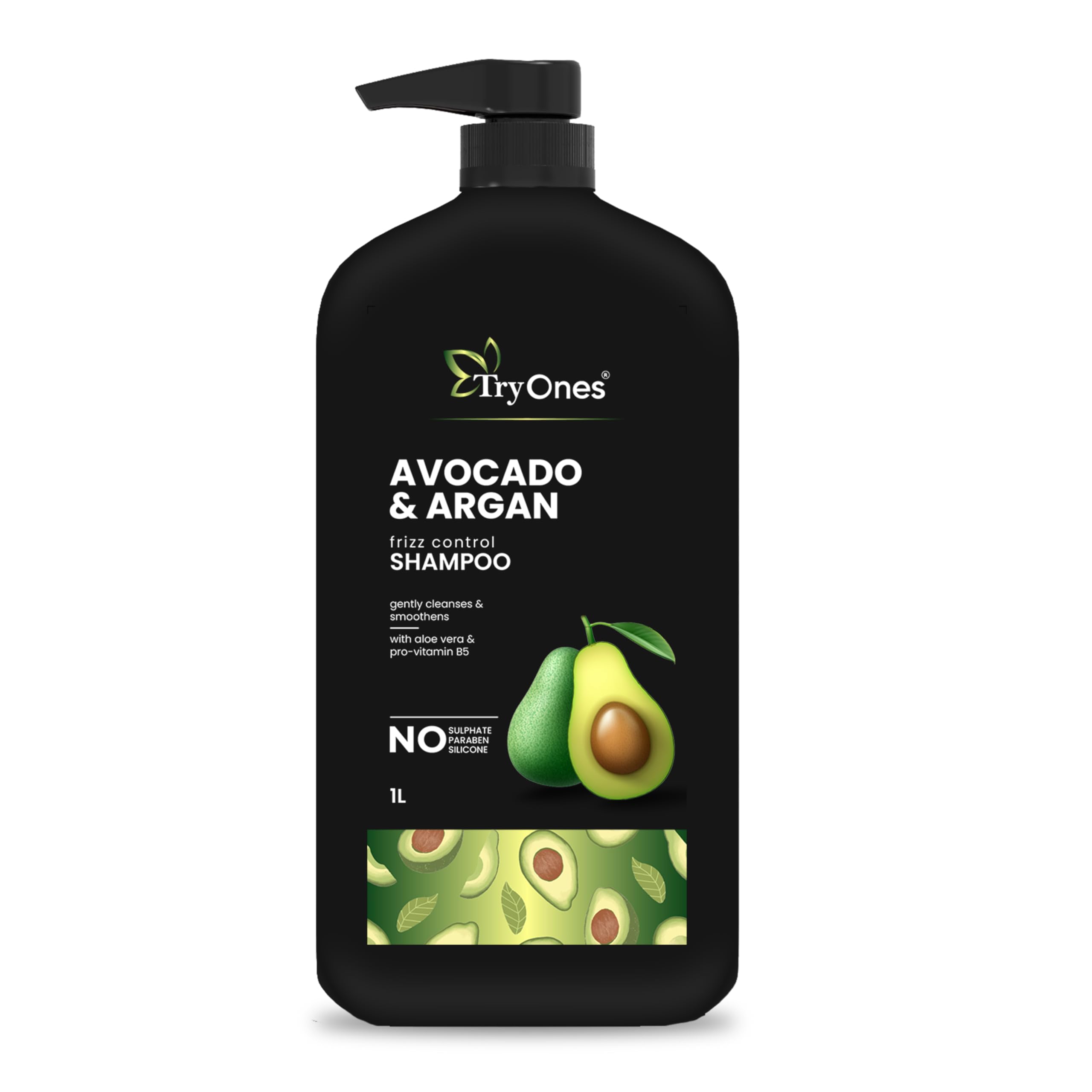 Avocado Frizz Control Shampoo | For Curly, Wavy, Frizzy Hair | Reduces Frizz, Retains Moisture, Conditions Strands | 1000 ml