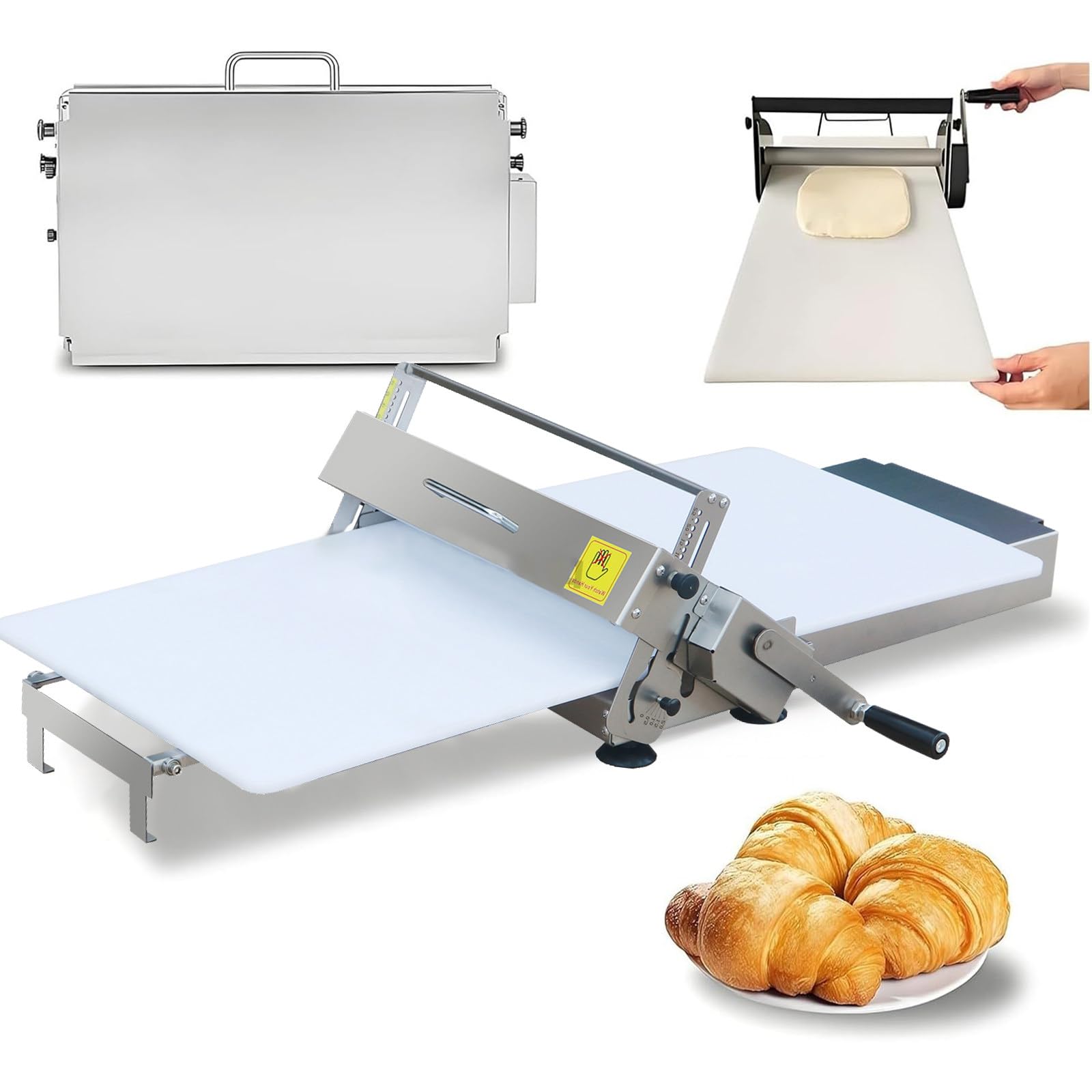 Teigfaltmaschine, Croissant-Teiglaminator, Kleiner Teigschneider, Teigmaschine mit Einstellbarer Dicke, für Fondant, Croissants, Pizza und Blätterteig A300