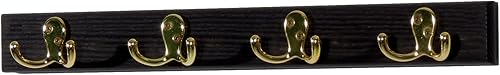 Miniatura 2 de Madera Mallet 4Doble Prong Hook RailEscudo rack-brass