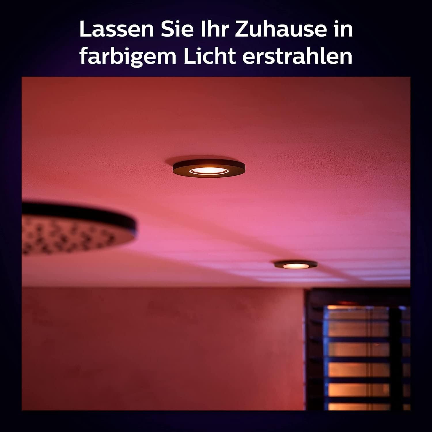 Philips Hue White & Color Ambiance Xamento recessed spotlights 1 Pack, dimmable Bathroom Lights for The Hue System with 16 Million Colours, Intelligent Light Control via Voice and app, Black