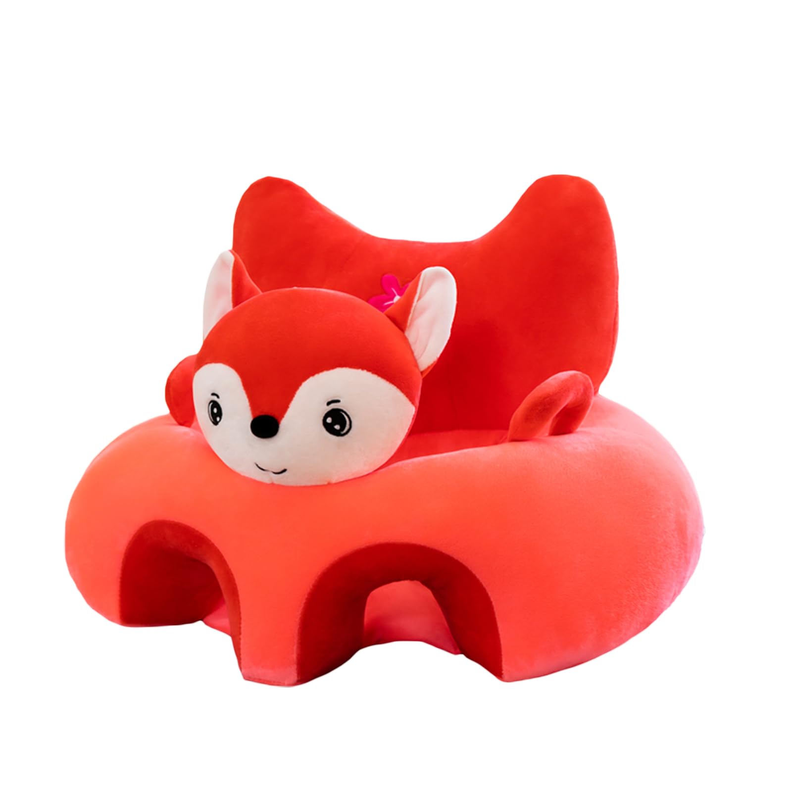 Baby Floor Seat Learn to Sit Lounger Cover Cute Plush Baby Learning Sitting Chair Cover for Infants Toddler (Red Fox, 40cm*55cm*55cm)