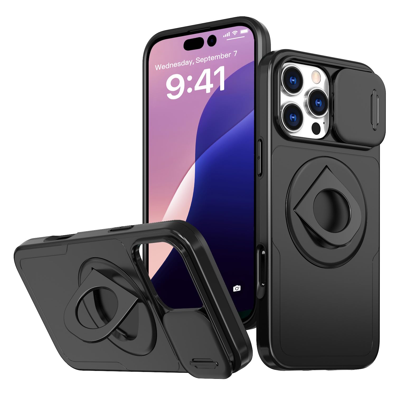 Case For IPhone 16 15 14 13 Pro Max Plus Magnetic Rotated Ring Kickstand Heavy Duty Drop Protection Wallet Cover – Buy The Best Products In The Online Store - Foto 3