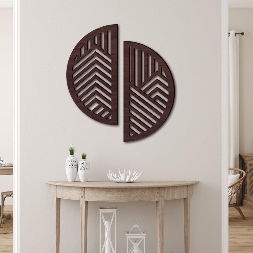 Geometric Wood Wall Art Decor, Modern Mountain Wall Sculptures Hanging Abstract Line Panels Decor - Image 3