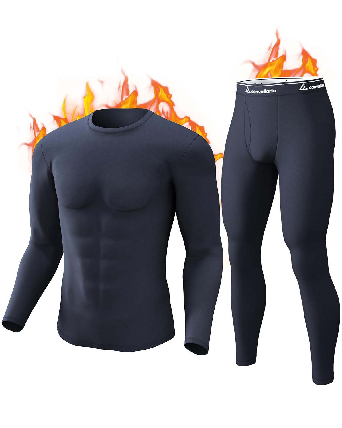 CL convallaria Thermounterwäsche Herren Funktionsunterwäsche Skiunterwäsche Winter Thermowäsche Set Warm Weich Funktionswäsche Thermo Unterwäsche Innenfleece Thermounterhemd Thermounterhose für Männer