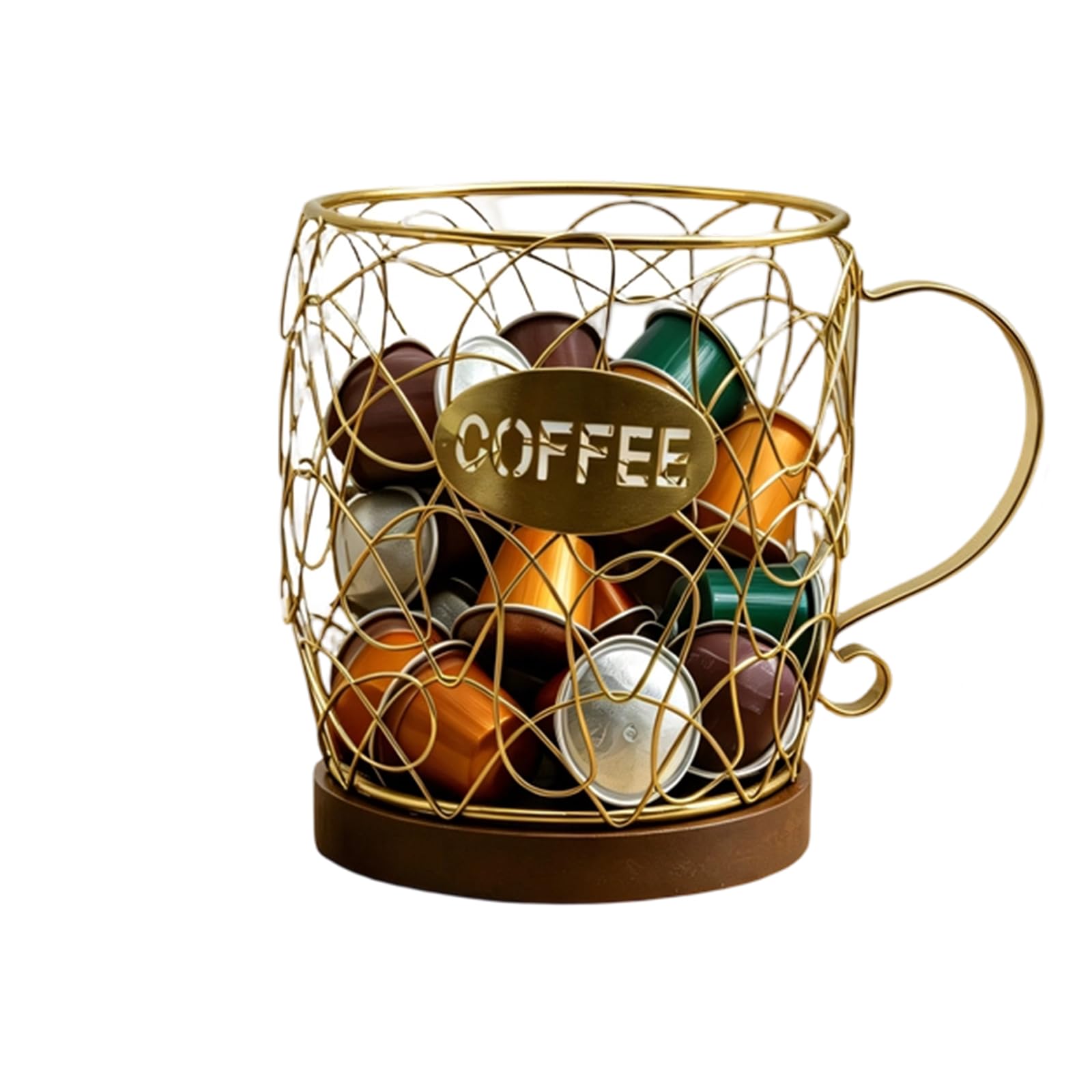 Kaeltsyn Gold Sturdy Metal Coffee Pods Dispenser For Quick Access In Busy Morning Routines Space Saving Coffee Storage