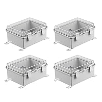 Vista 8 de Co. ABS 6.6" x 8.7" x 4.3" impermeable IP67 caja electrónica con bisagras con placa de montaje, soporte, cubierta de plástico y clips