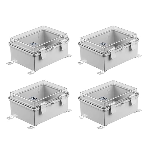 Miniatura 8 de Co. ABS 6.6" x 8.7" x 4.3" impermeable IP67 caja electrónica con bisagras con placa de montaje, soporte, cubierta de plástico y clips