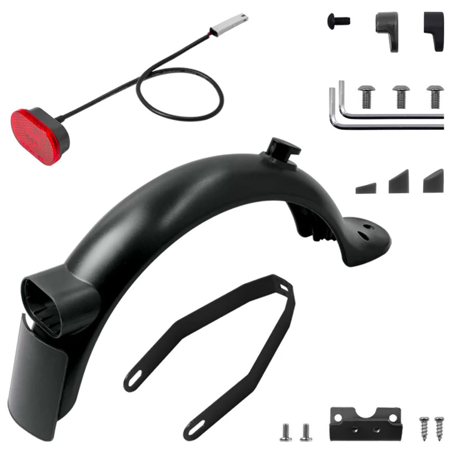 Guardabarros Trasero Mejorado Compatible For Xiaomi M365 Pro2 Scooter Eléctrico Luz Trasera Neumático Trasero Splash Guardabarros Kit De Soporte(Black Sets)