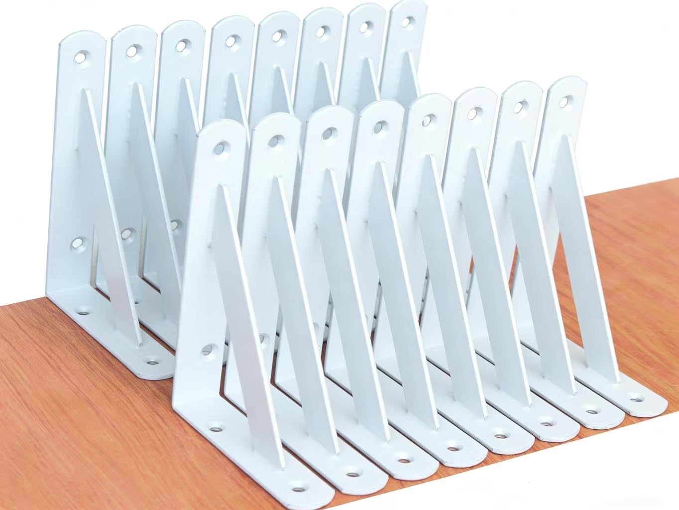 16 Pack L6 x H 4" White Heavy Duty Shelf Brackets with Screws Metal Shelf Brackets Shelf Support Angle Brackets for Shelves L Brackets Heavy Duty Floating Shelf