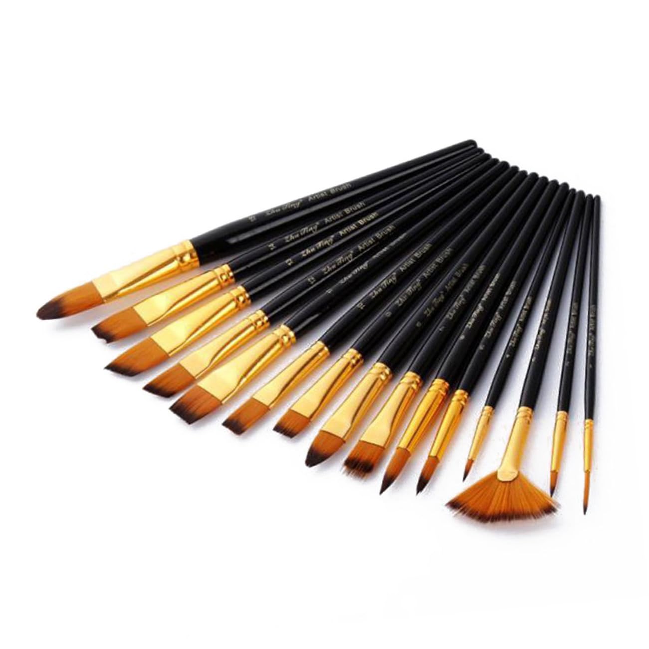 Pinceaux pour Peinture à Huile Acrylique et Gouache avec Sac Noir Pinceaux Artistiques Polyvalents Faciles à Nettoyer et Durables