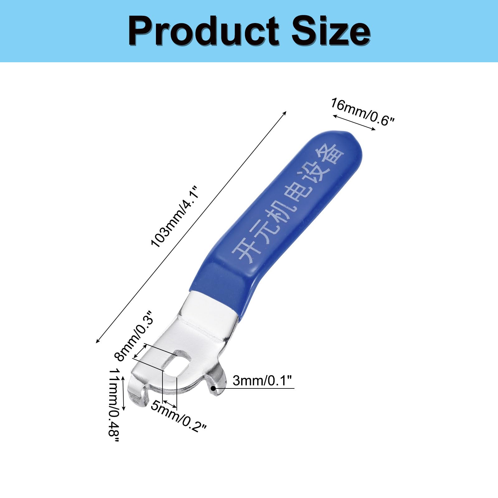 PATIKIL Lever Handle for Ball Valve 3pcs Metal Valve Handle Total Length 103mm with Hole Size 8x5x3mm for Outdoor Faucet Replacement Repair Hose Bib Blue - Image 2