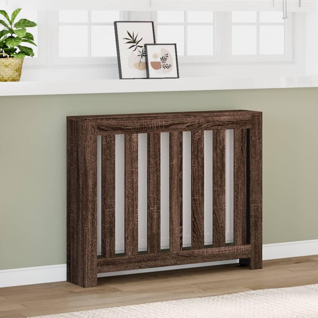 vidaXL Heizkörperverkleidung, Heizungsverkleidung Modernes Latten-Design, Heizkörperabdeckung für Wohnzimmer, Heizungsabdeckung, Braun Eichen-Optik Holzwerkstoff