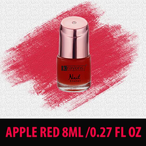 Image of Krayons Crazy Gel Nail Enamel, Waterproof, Longlasting, 8ml Each, Multicolor, Pack of 3 (Romantic Nude, Apple Red, Charcoal Grey)