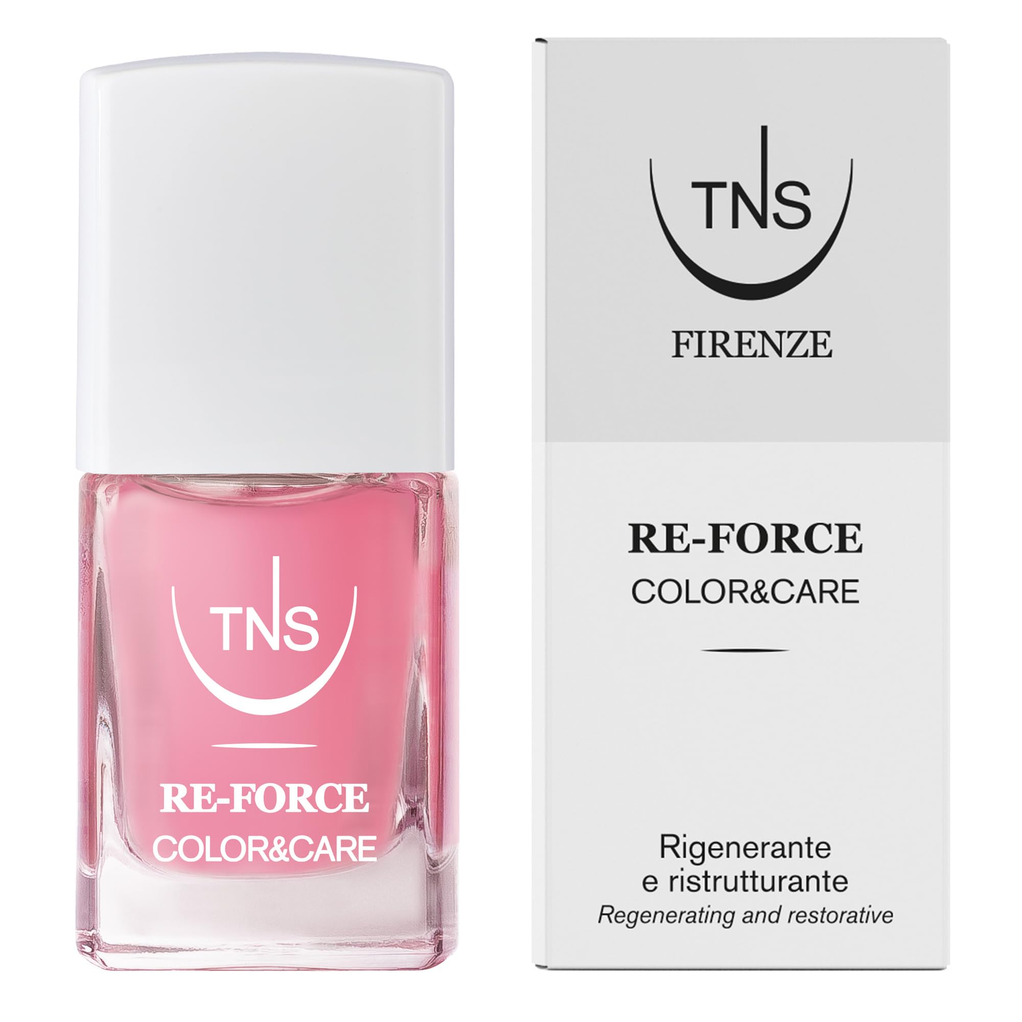 TNS Trattamento Unghie Colorato Re-Force 10 ml, Rosa Blush, per Unghie Deboli, Fragili e Danneggiate, Azione Rigenerante e Ristrutturante
