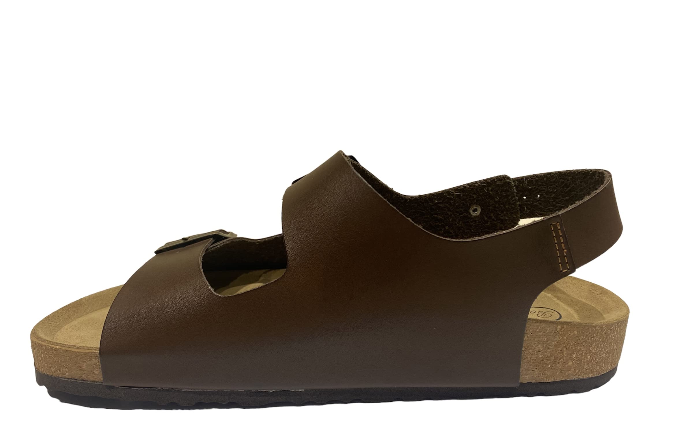 Bocciolo Diffusion CalzatureSpirit Faux Leather Band Sandal with Three Adjustable Buckles Anatomical Insole Leather Cork Sole Item BBUS 02