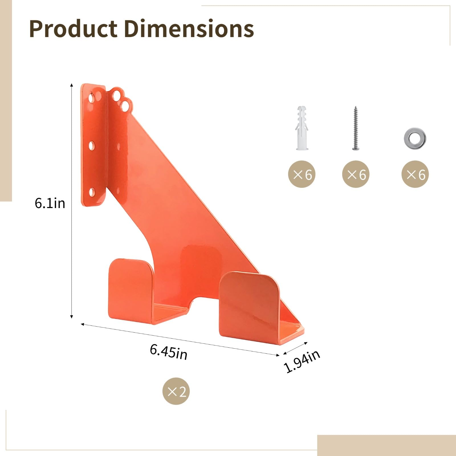 Paquete de 2 soportes para motosierra, gancho de almacenamiento de herramientas de garaje de montaje en pared, diseño de gancho en U doble, capacidad de 68 kg por gancho, acolchado de esponja