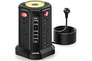 PASSUS Surge Protector with 5 USB Ports and Night Light