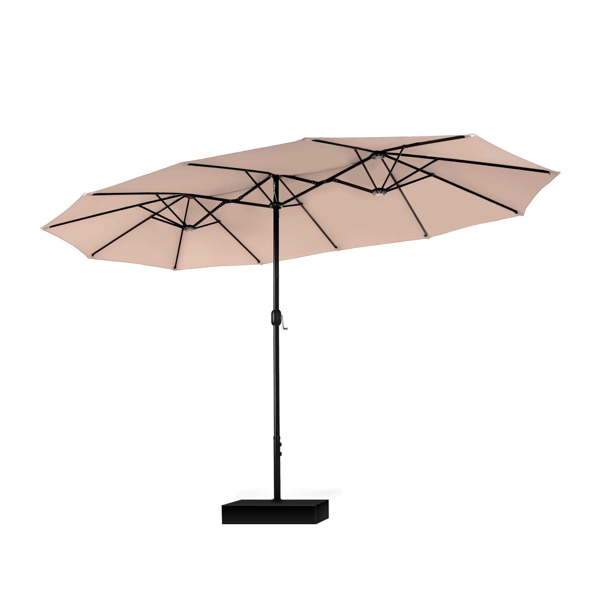 PHI VILLA Rectangular Balcony Parasol with Stand Large 270 x 450 cm Balcony Umbrella Garden Umbrella with Crank UV Protection Parasol Windproof Beige โ image 1
