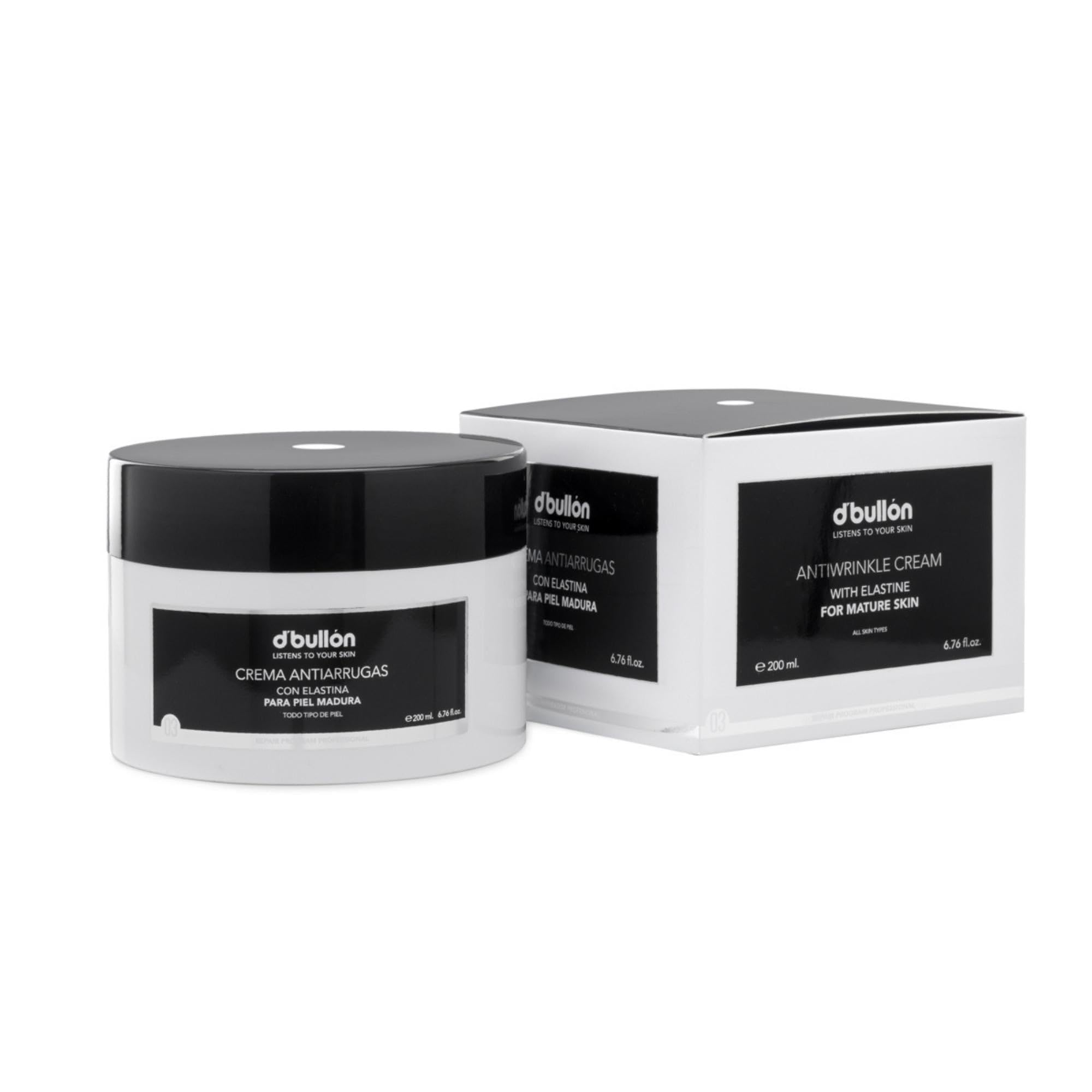D'Bullón Crema Facial Antiarrugas - Con Elastina para Piel Madura, Tratamiento Anti-Edad Avanzado, Hidratación y Regeneración Profunda, Fórmula Única, 200ml, Reduce Líneas y Arrugas