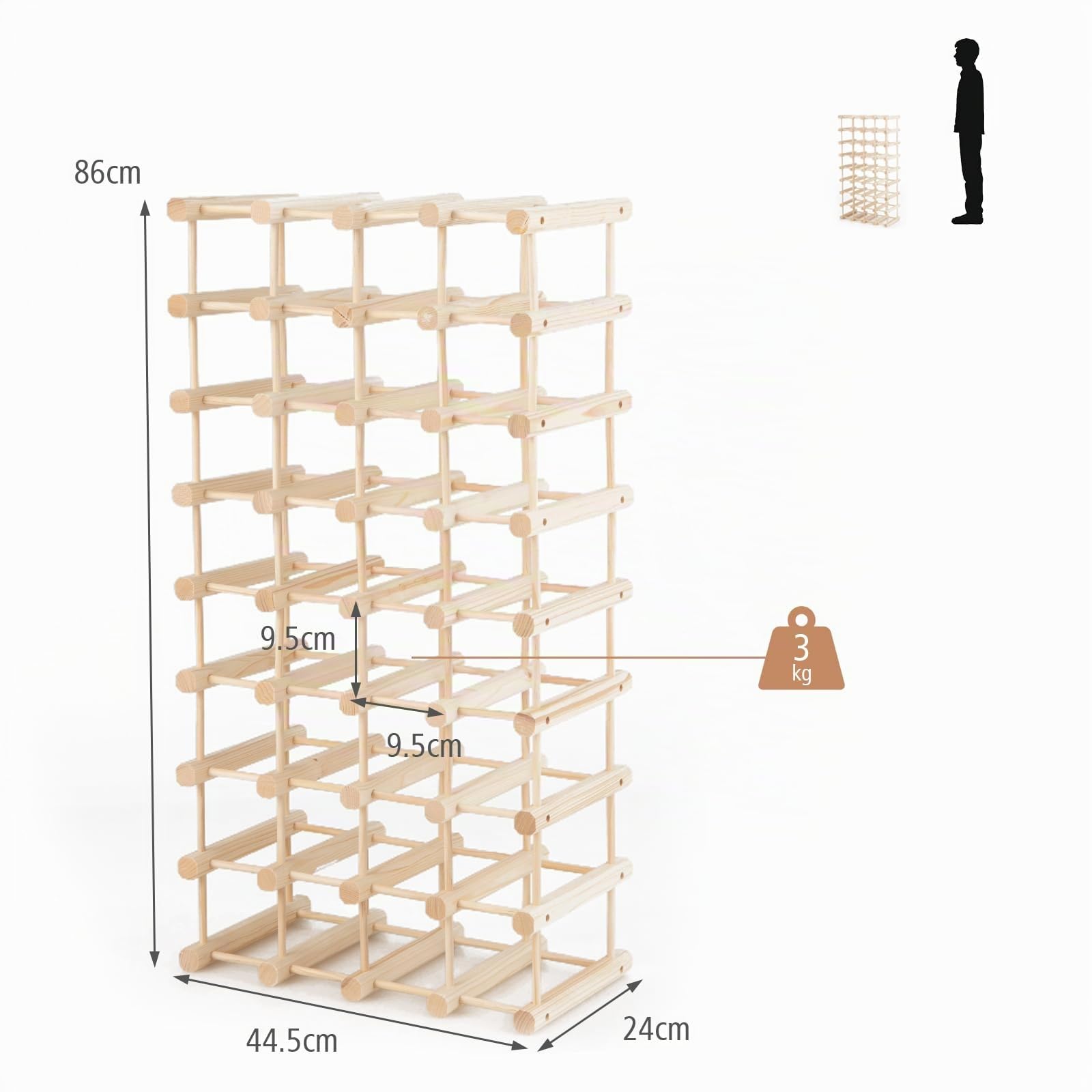 KOMFOTTEU Botellero de Madera para 40 Botellas para Cocina, Comedor, Bodega