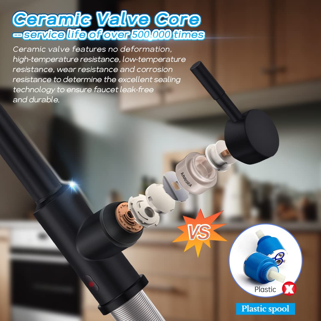 ARRISEA Touchless Kitchen Faucet, Matte Black Kitchen Sink Faucet with