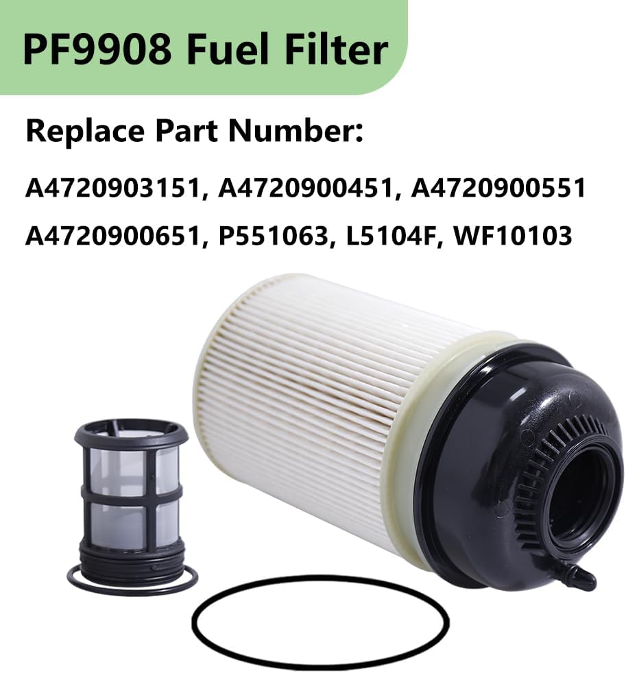 FS19915 PF9908 P551005 Fuel Filter Water Separator and Oil Filter kit Compatible with DD13 DD15 DD16 Detroit Diesel Engine Replace A4720903151 A4720900451 A0000903651 A4720921205 P551005 LF17474