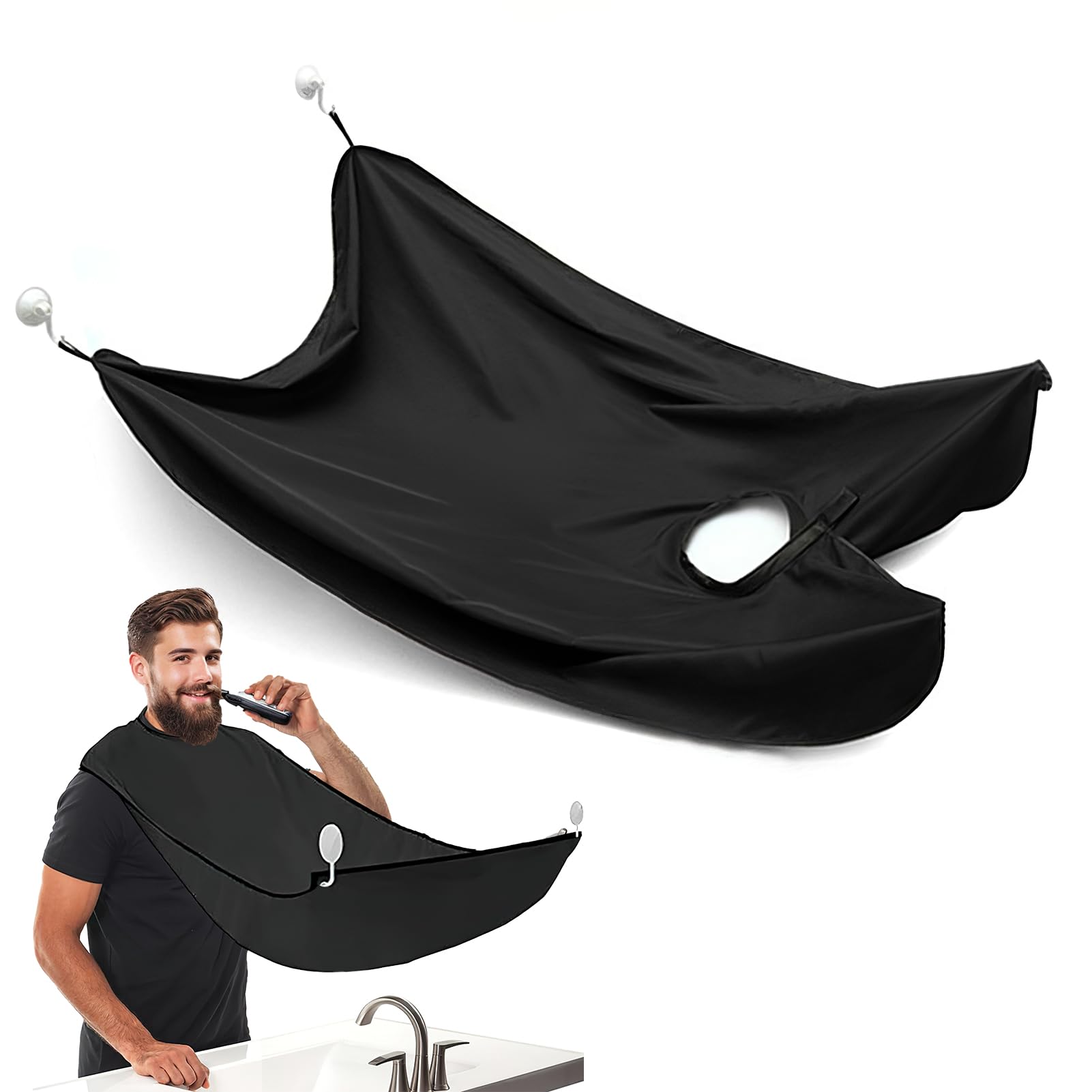 Delantal para Barba, Babero de Afeitar Impermeable,barba antiadherente tela de coleccion, Kit de Barba para Hombres que se fija al Espejo, Regalos para Padres y Hombres