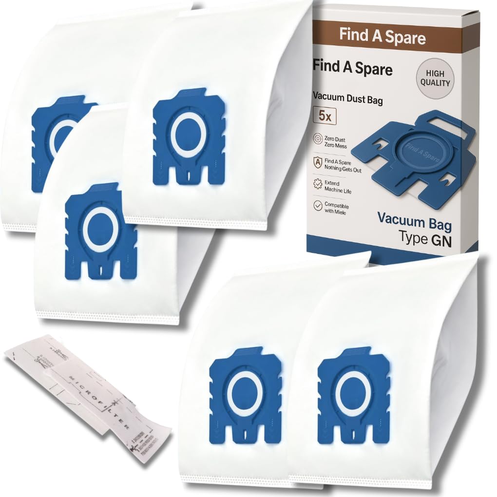 FIND A SPARE Replacement for Miele Hyclean Hoover Bags - Compatible With 9917730 GN C3 Vacuum hoover Bag - (5 Bags, 2 Filters)