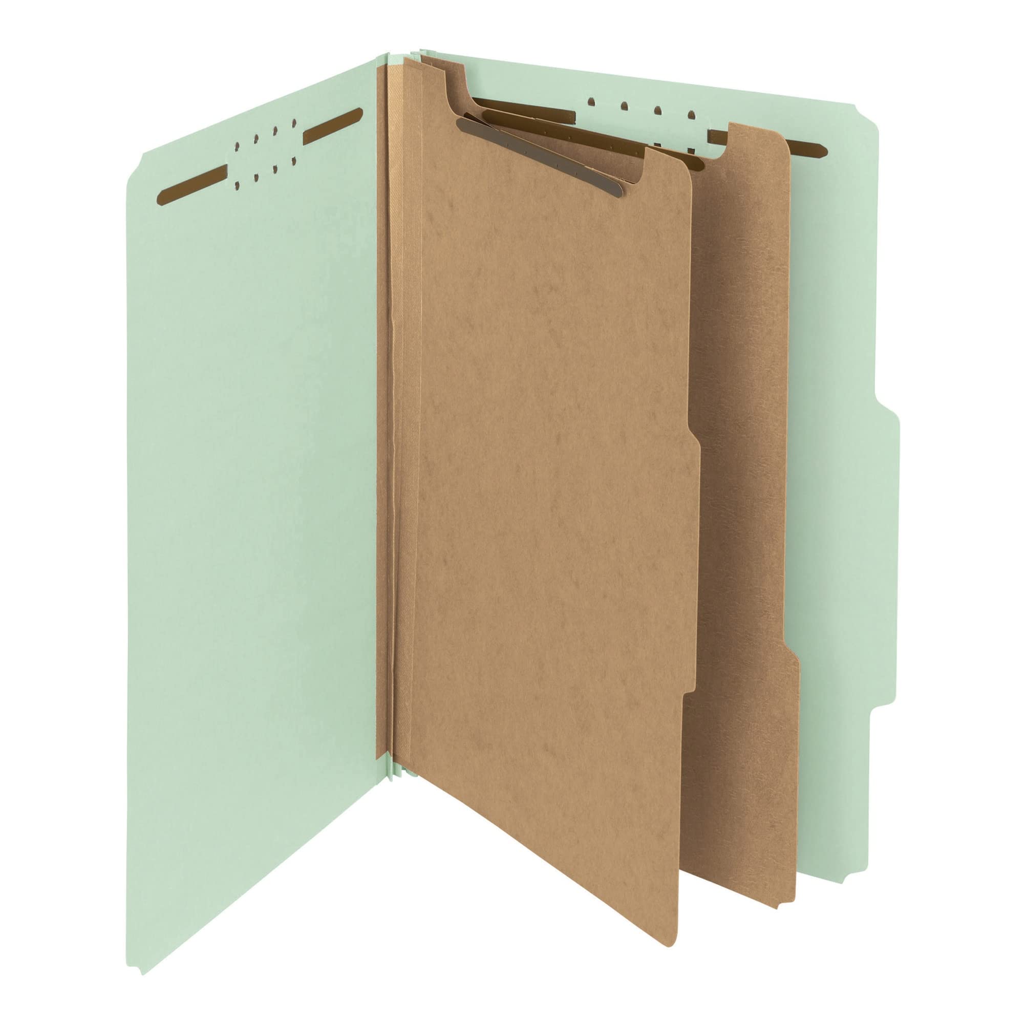 Smead 100% recycelte Presskarton-Klassifizierungsmappe, 2 Trennwände, 5,1 cm Erweiterung, legale Größe, grau/grün, 10 Stück pro Box (19022)