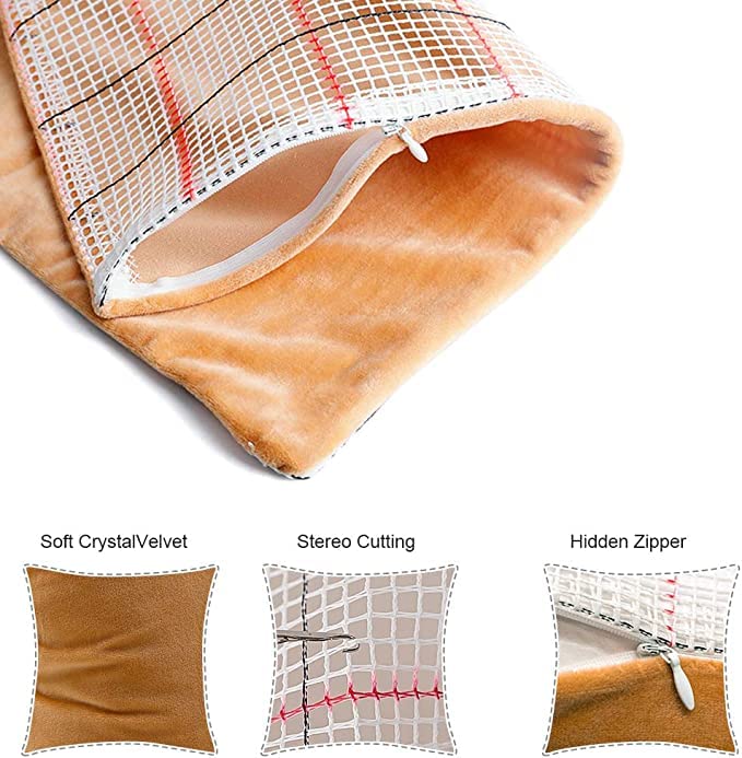 Image of Latch Hook Pillowcase Cushion Kits for Adults and Starter DIY Latch Hook Rug Kits with Preprinted Canvas Crochet Yarn Kits Needlework Crafts 17'' X 17''(Easter Bunny)