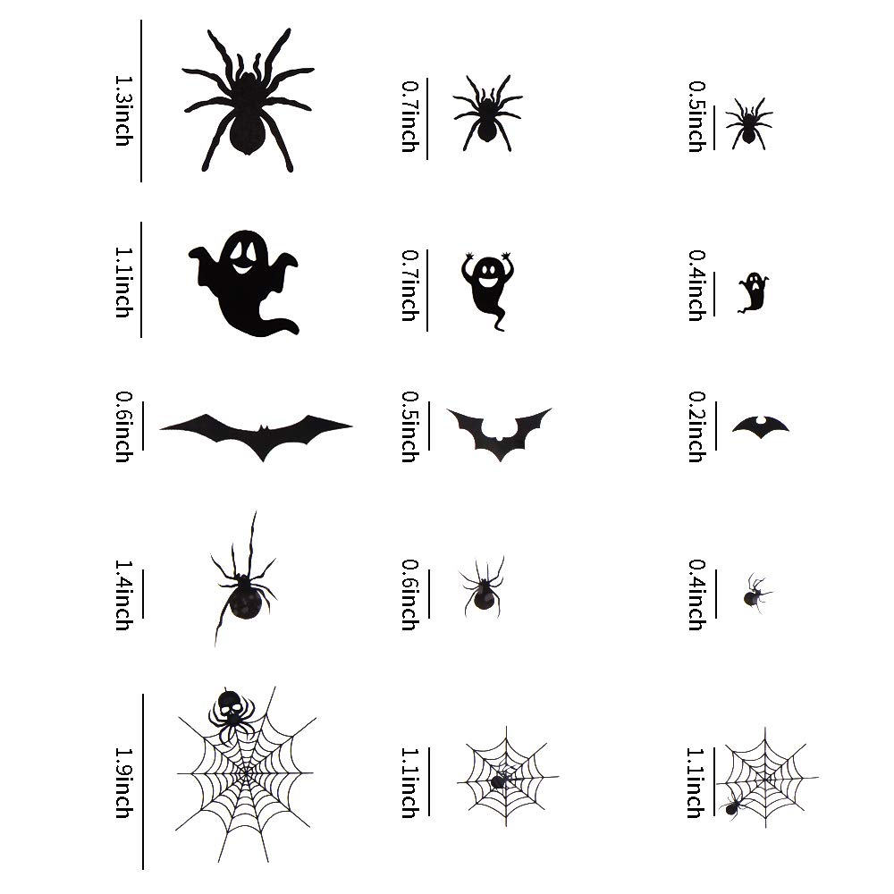 VEYLIN 135 Pieces Halloween Tattoo Sticker Removable Fake Spider Bat Tattoo Temporary Cosplay Party Decoration for Children (6 sheets) - Image 3