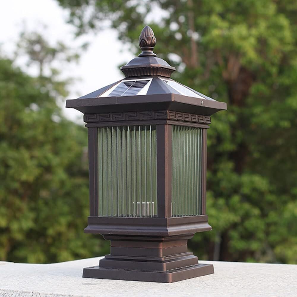 Osobowość Solarne Lampy Słupkowe, Zewnętrzne IP55 Wodoodporne LED Lampy Słupkowe, Dziedziniec Europejskie Oświetlenie Solarne Lampy Słupkowe, Do Willi, Ogrodu, Ogrodzenia(One Color-6.1in)