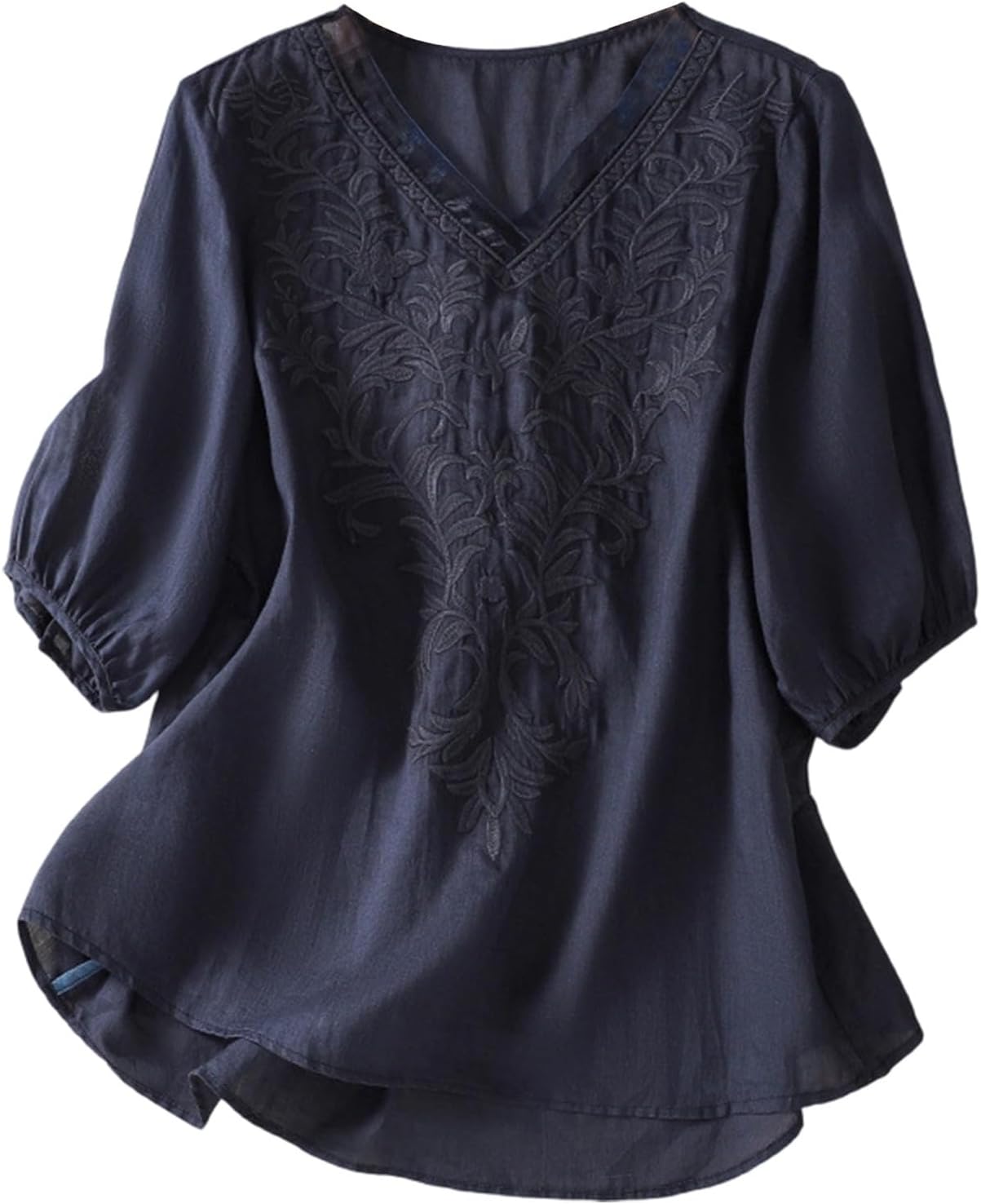 Linen Tops for Women Casual Dressy Work Blouse 3/4 Sleeve Button Down Shirts Lounge Tunic Tops Summer Beach Vacation Outfits