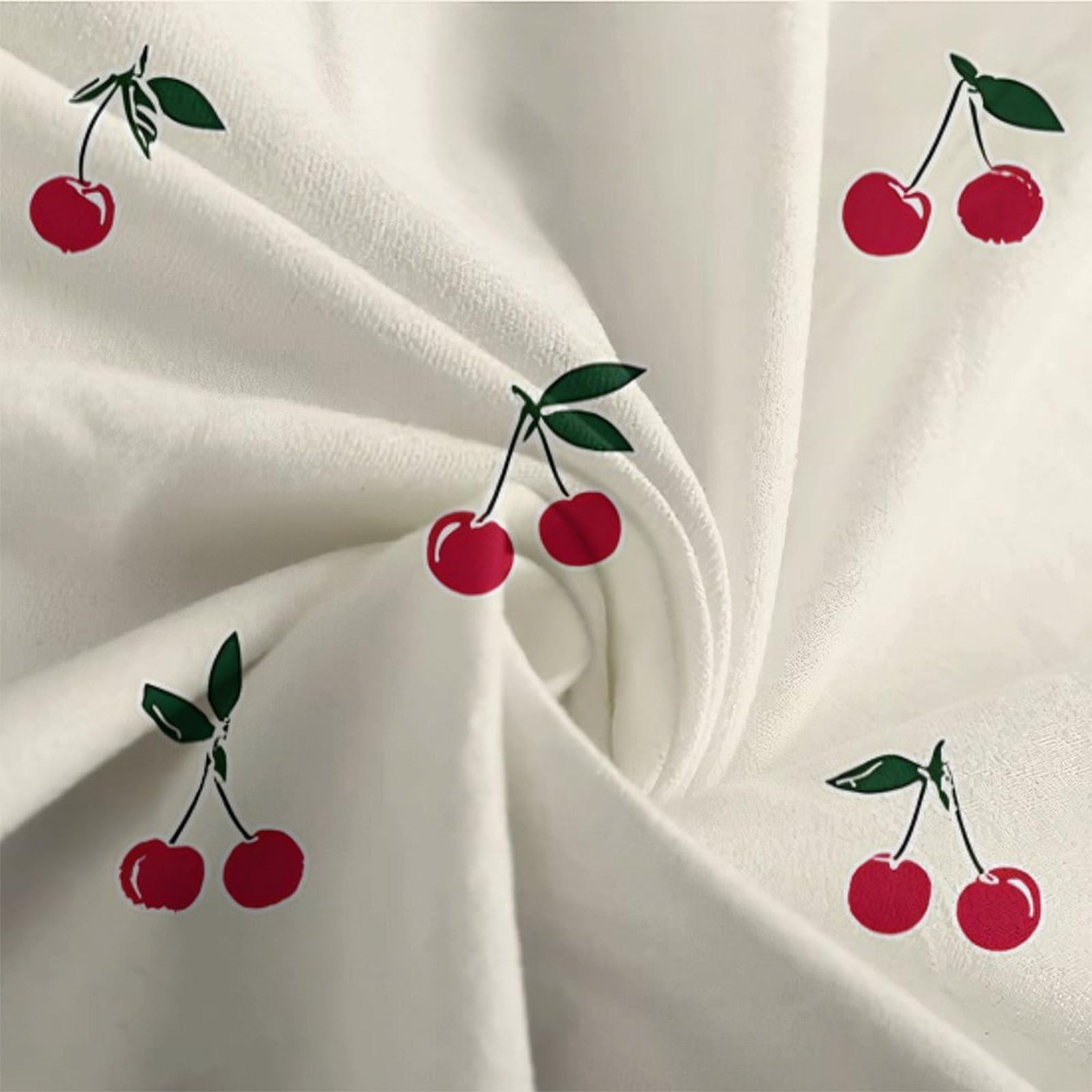 Kirschcluster 3-teiliges Reines Polyester Vintage Frucht Muster Bettbezugset, Versteckter Reißverschluss, Für Kleinkinder, Babysicher & Gifffrei, Pflegeleicht King（220x240cm）