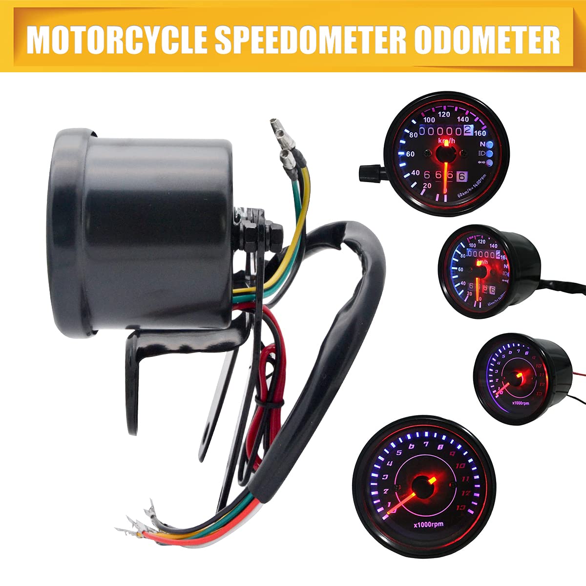 12VLED Backlight Motorcycle Dual Odometer Speedometer Tachometer Gauge Motorbike Motorcycle LED Backlight CTRIC Odometer+Tachometer Speedometer Dual Gauge New